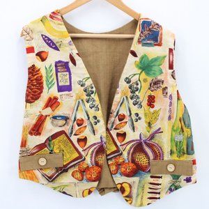Vintage Giggles Vest Top Womens Multicolor All Over Print Cotton Size Medium